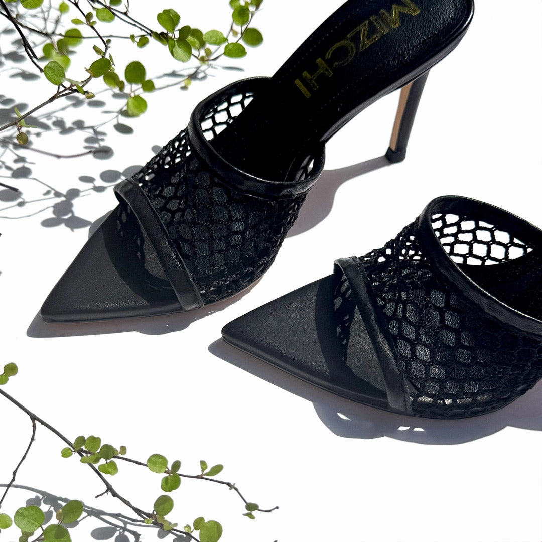 *Elowen - Black Mesh Mules
