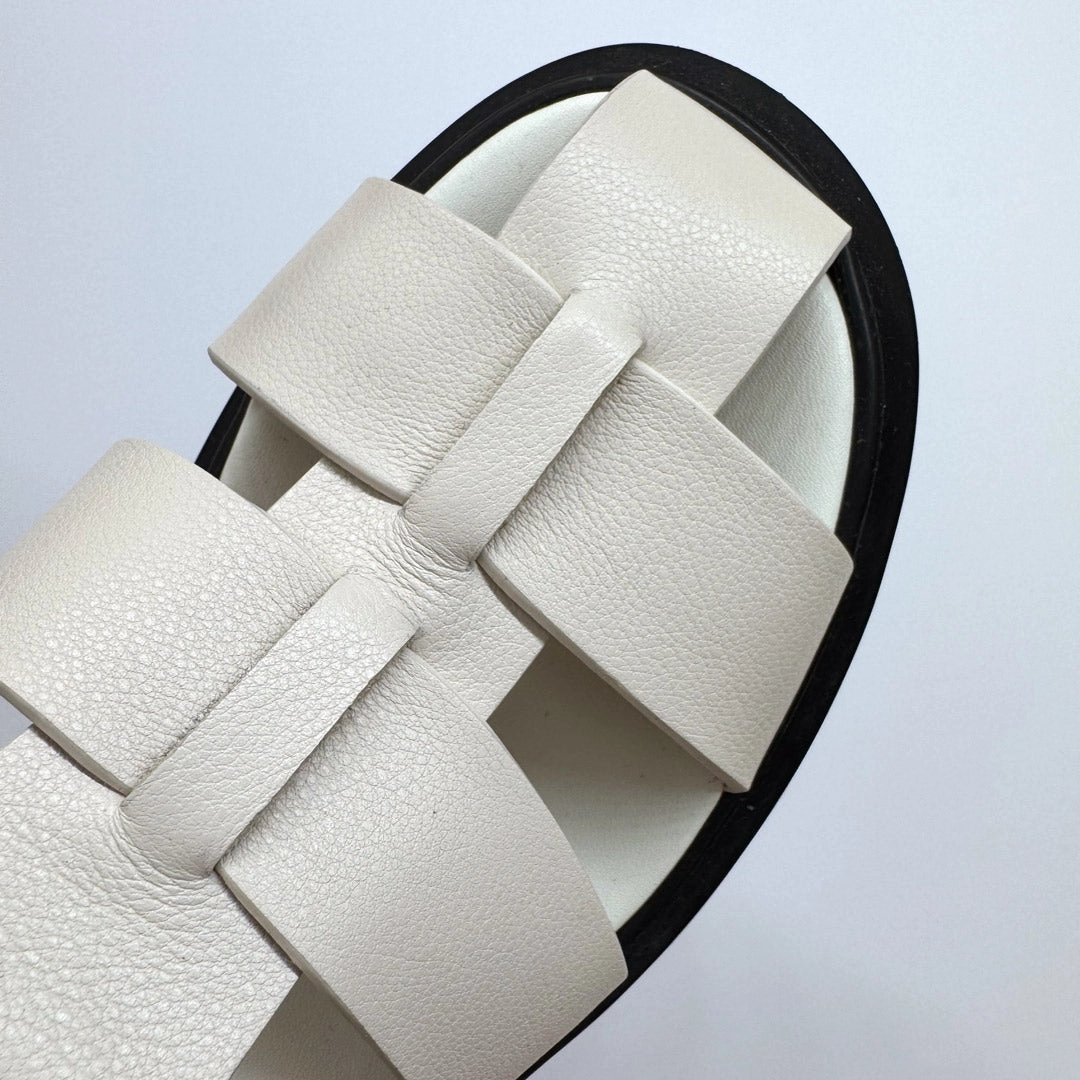 *Ingrid - Ivory Leather Platform Sandals