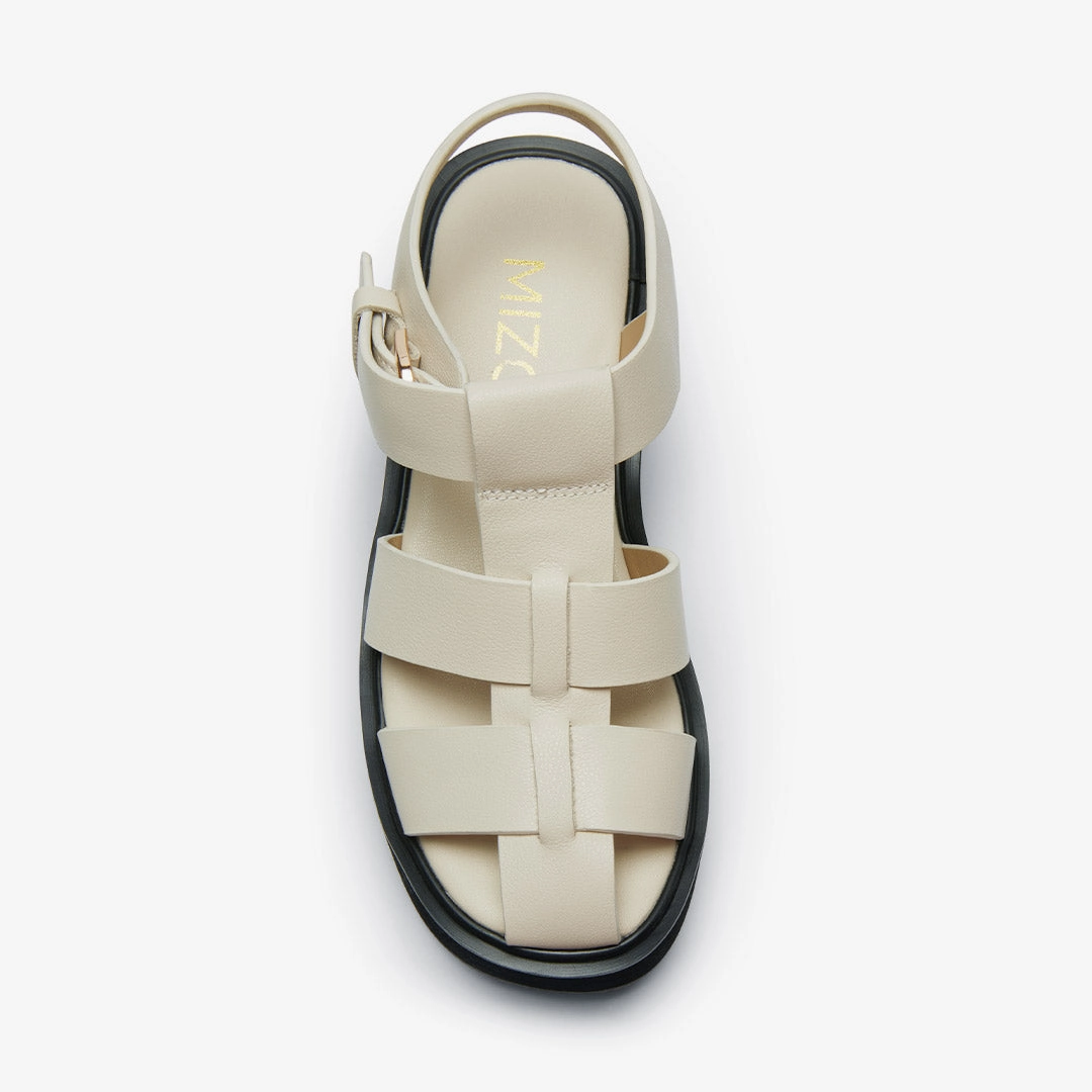 *Ingrid - Ivory Leather Platform Sandals