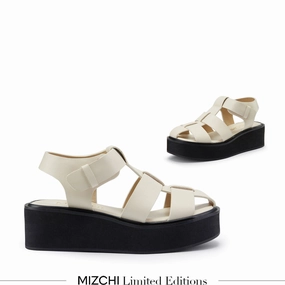 *Ingrid - Ivory Leather Platform Sandals