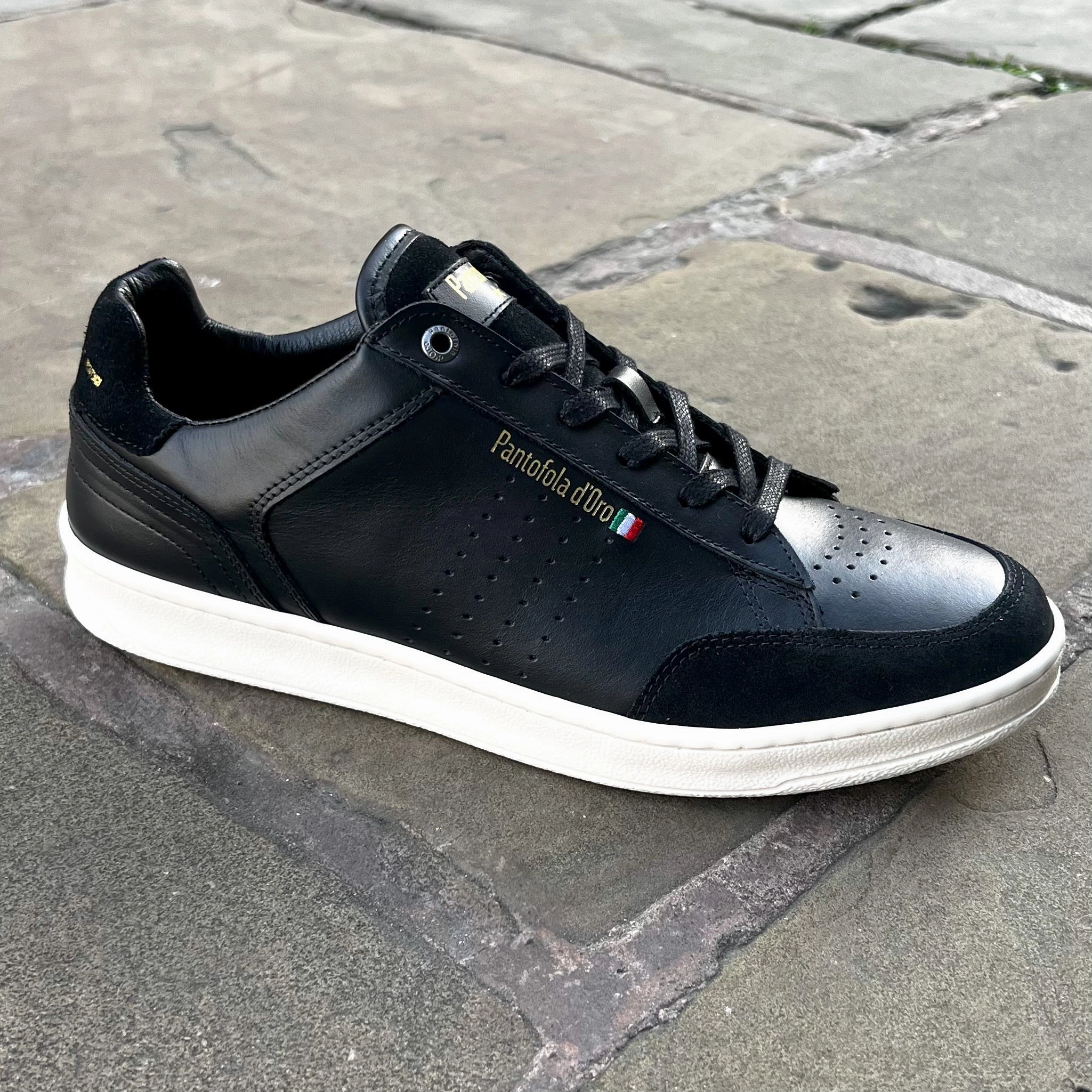 "Bellagio" Black Leather Sneaker