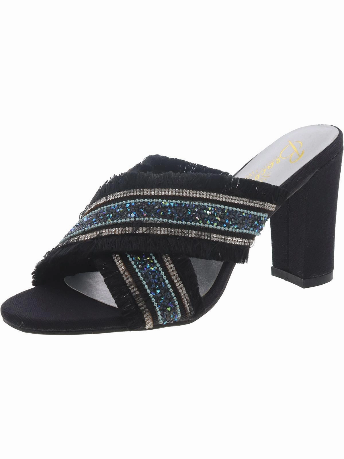 Abigail Womens Rhinestone Cris-Cross Slide Sandals