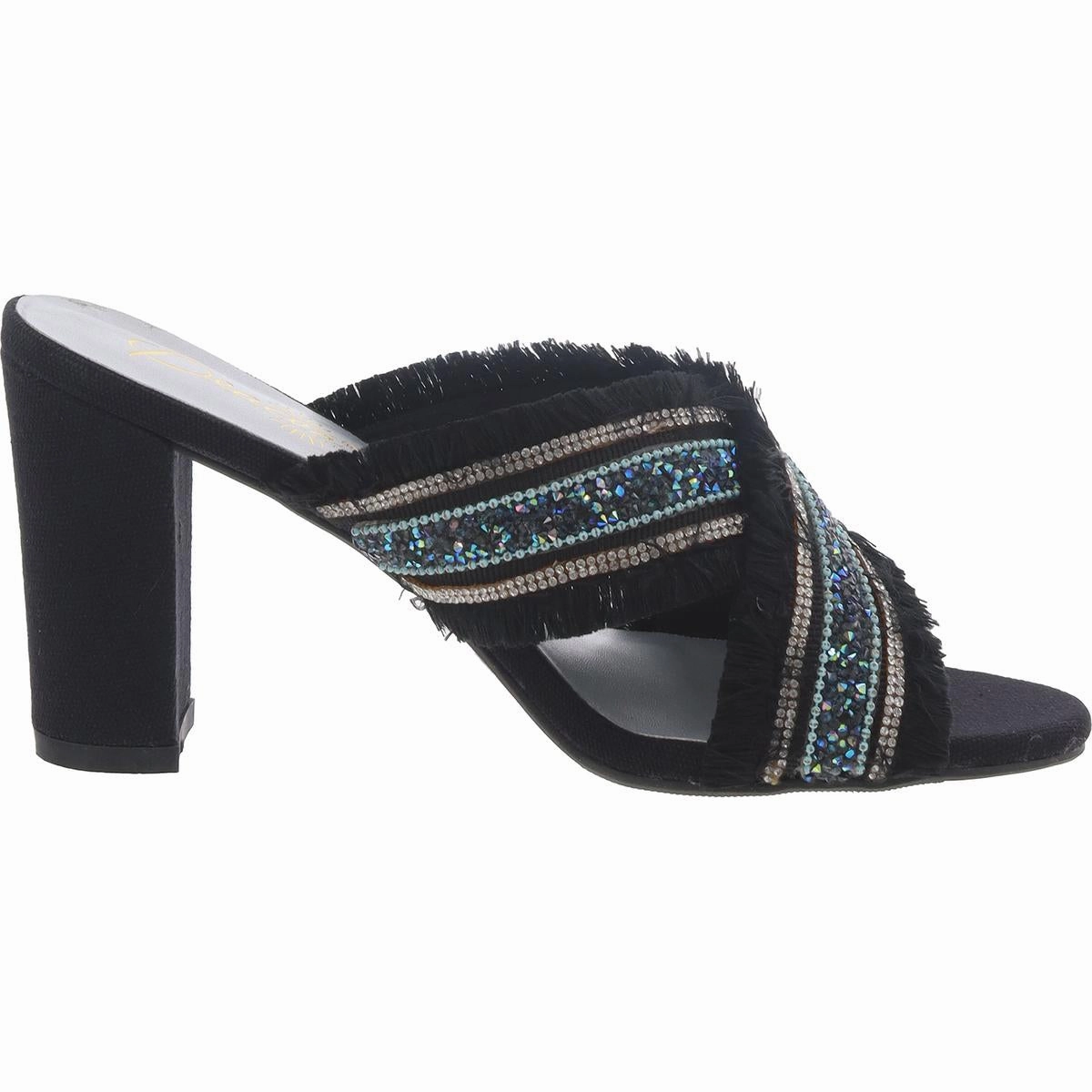 Abigail Womens Rhinestone Cris-Cross Slide Sandals