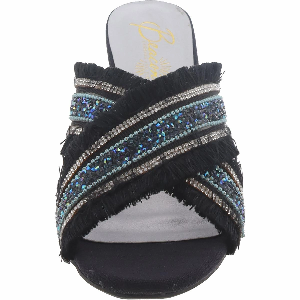 Abigail Womens Rhinestone Cris-Cross Slide Sandals