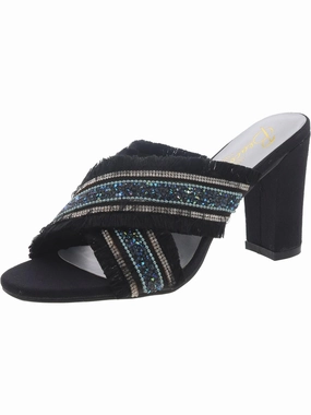 Abigail Womens Rhinestone Cris-Cross Slide Sandals