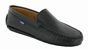 Altanta Mocassin Black Grainy Leather Loafer