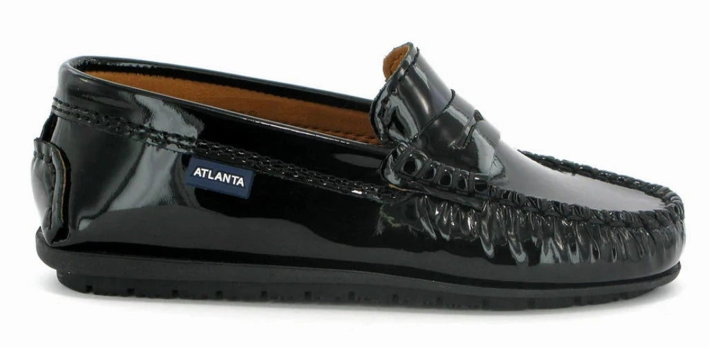 Altanta Mocassin Black Patent Leather Penny Loafer