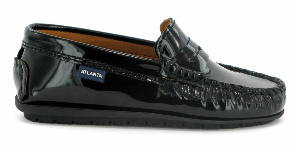 Altanta Mocassin Black Patent Leather Penny Loafer