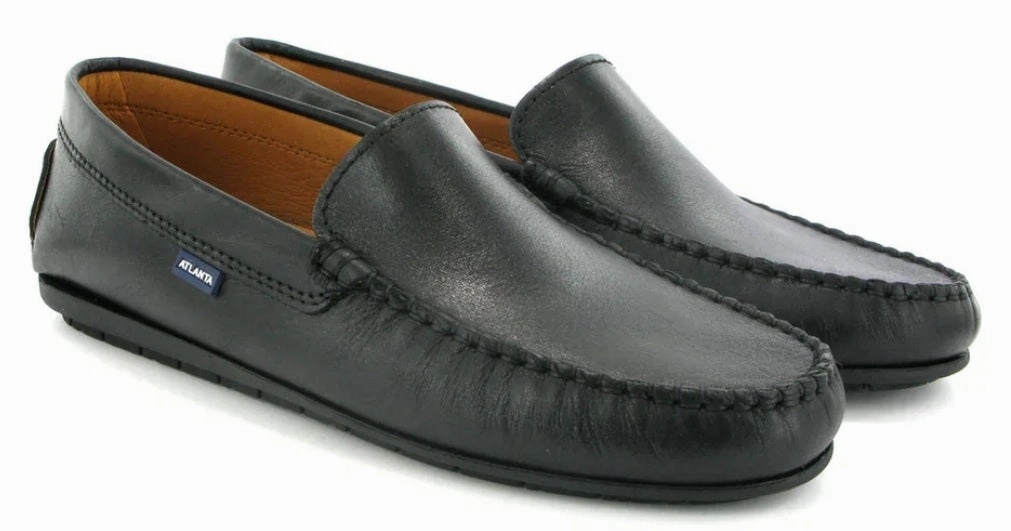 Altanta Mocassin Black Smooth Leather Loafer