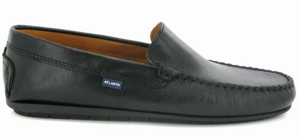 Altanta Mocassin Black Smooth Leather Loafer