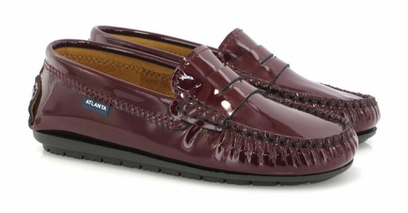 Altanta Mocassin Burgundy Patent Leather Penny Loafer