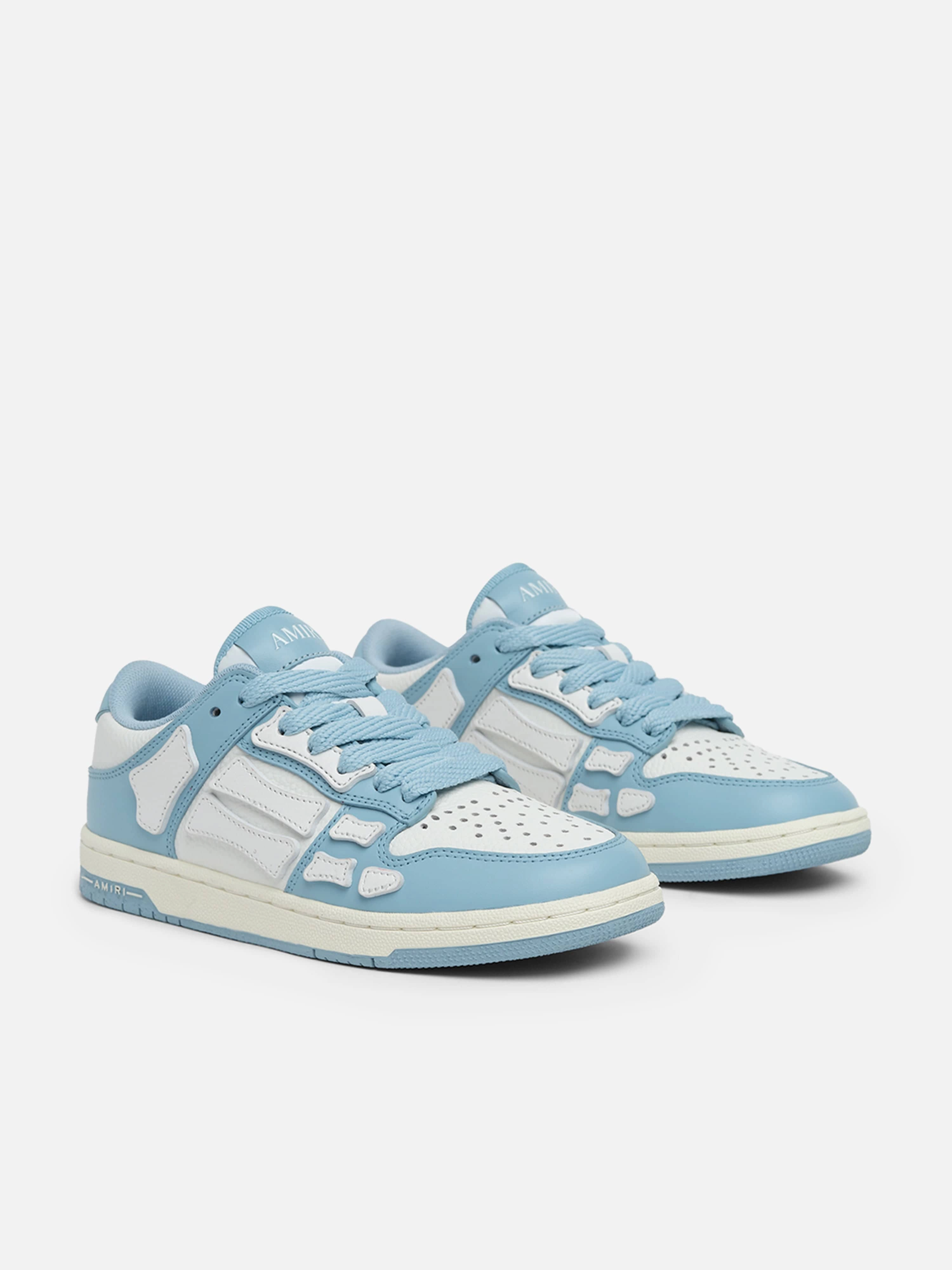 Amiri Kids Leather Skel Top Low Trainers in Blue