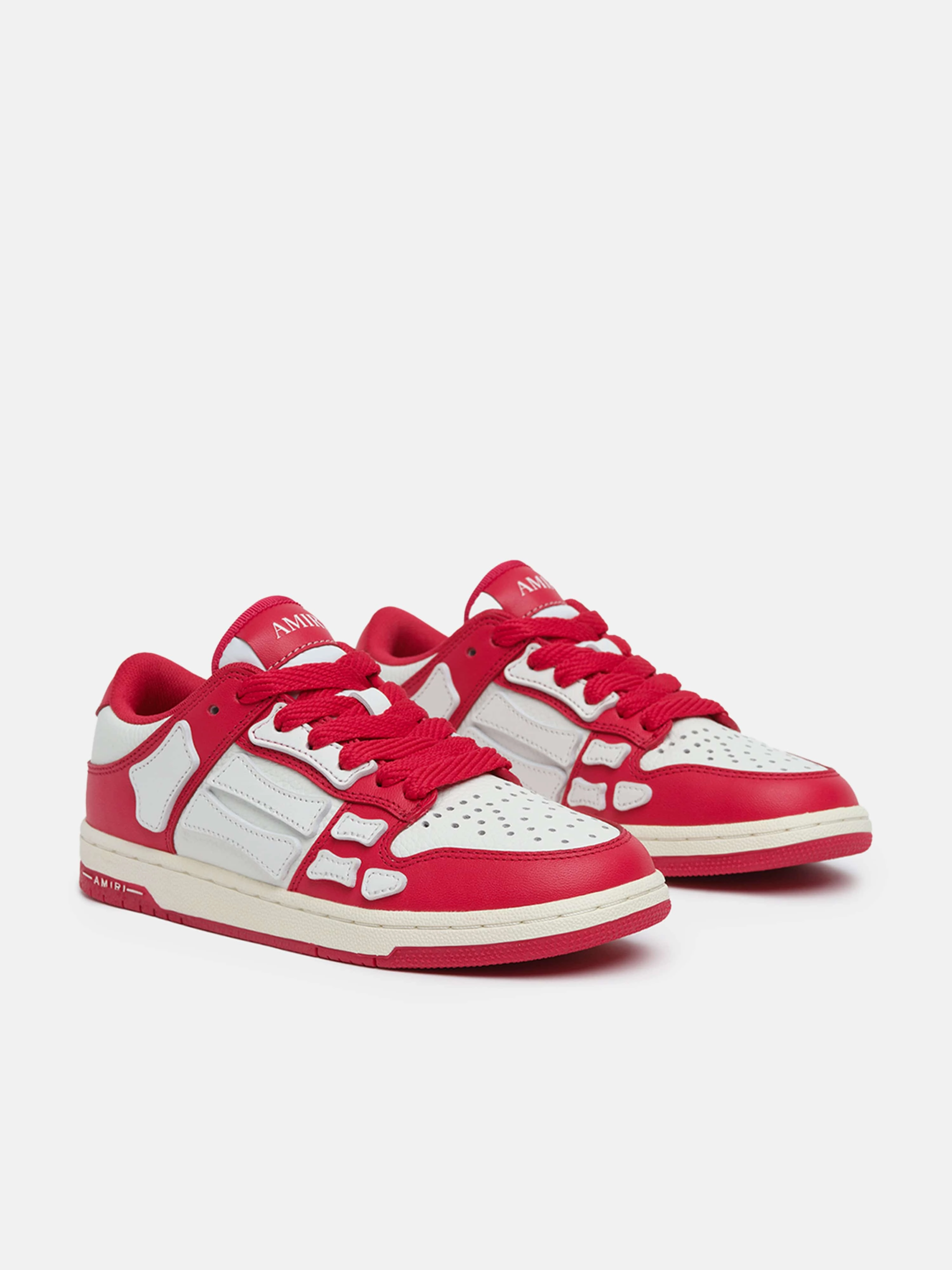 Amiri Kids Leather Skel Top Low Trainers in Red