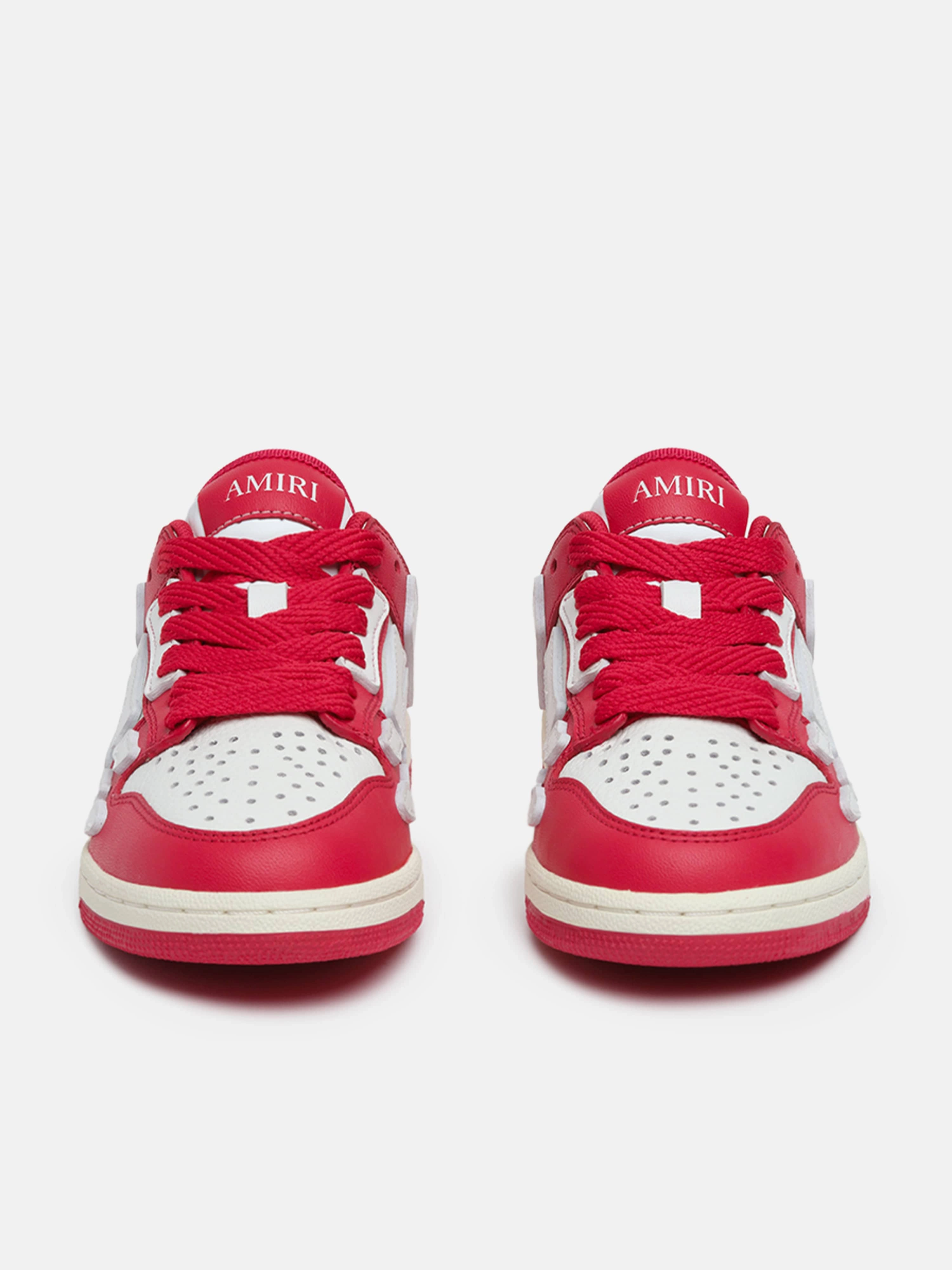Amiri Kids Leather Skel Top Low Trainers in Red