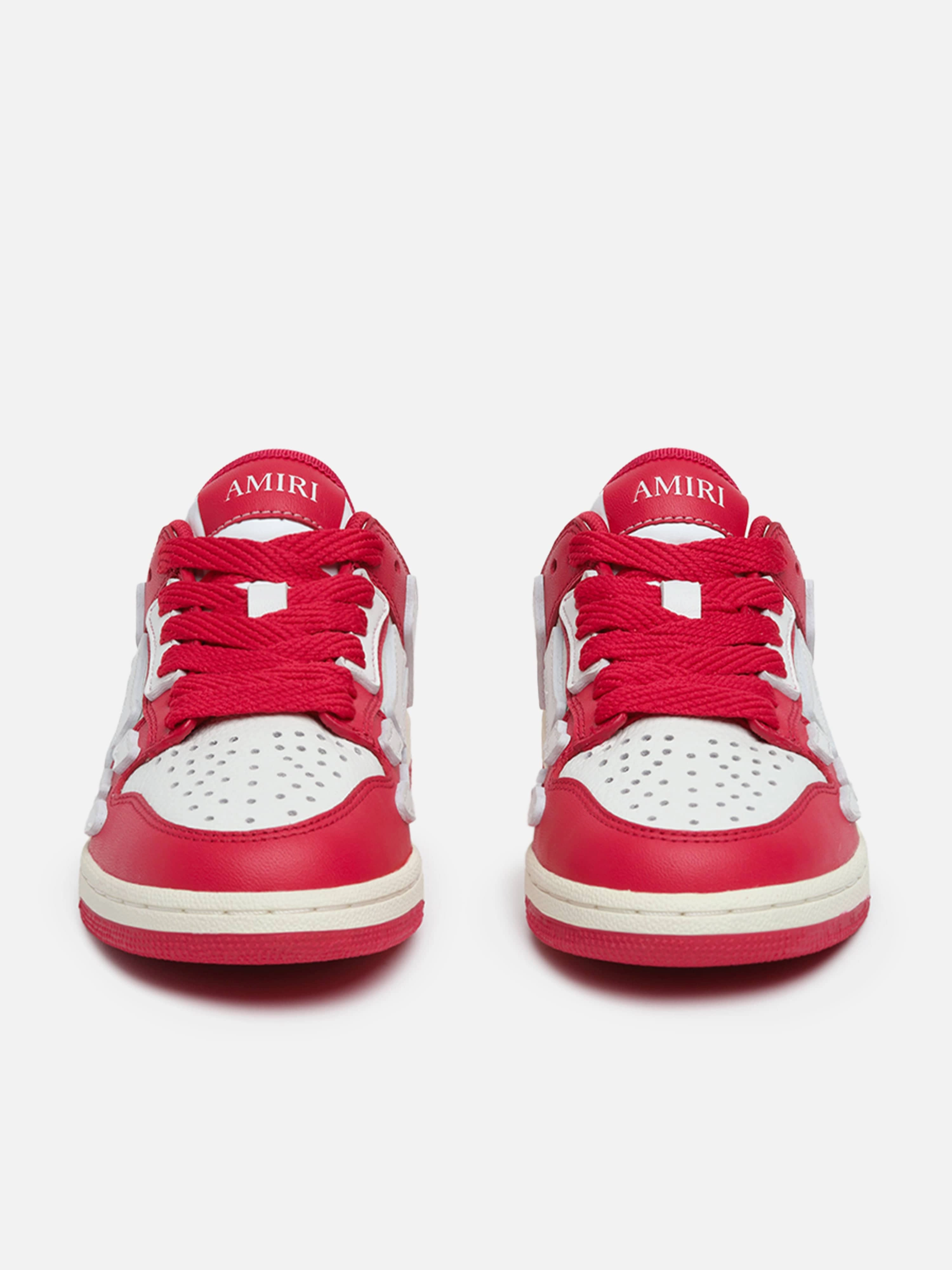 Amiri Kids Leather Skel Top Low Trainers in Red