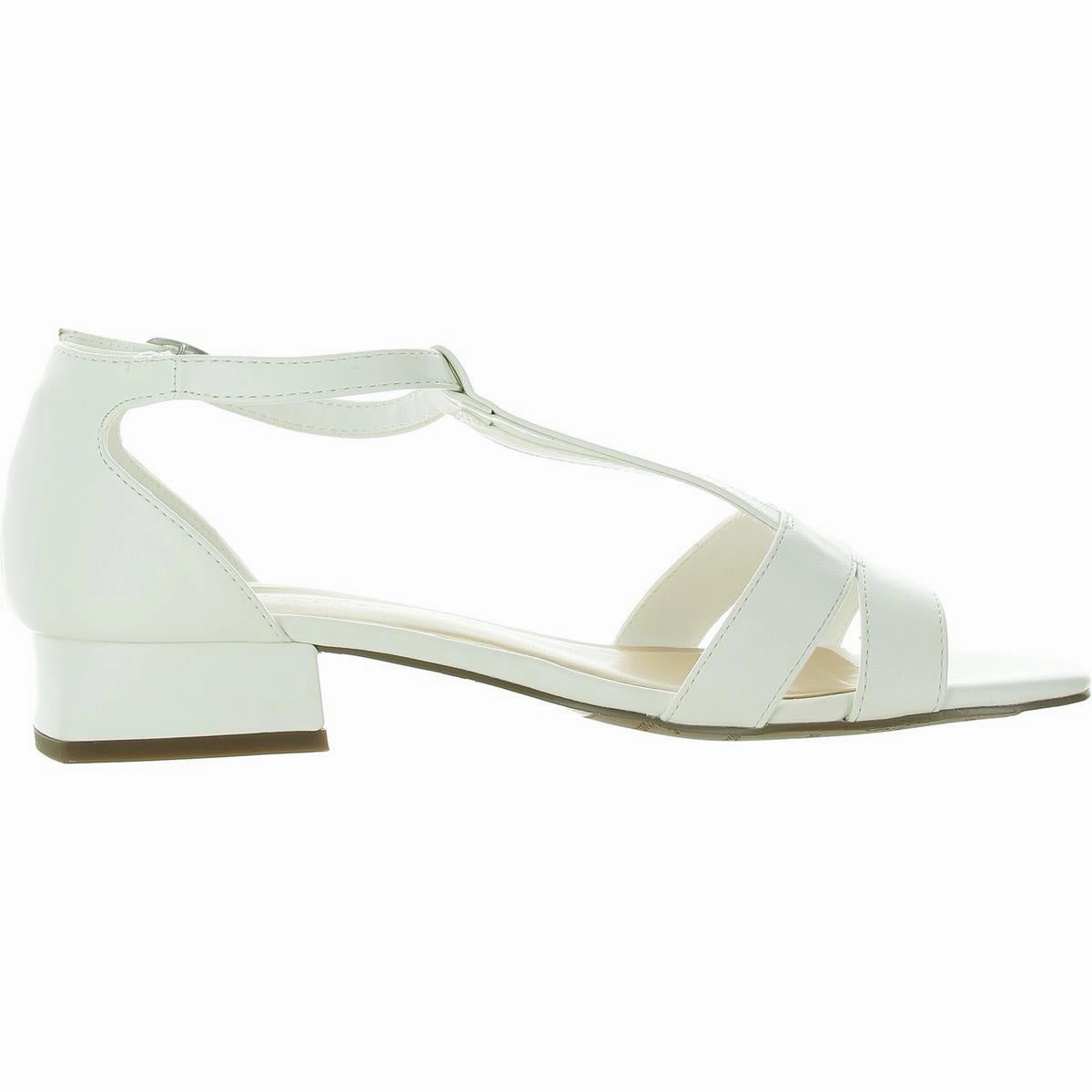 Aris Womens Buckle Faux Leather T-Strap Sandals