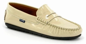 Atlanta Mocassin Beige Patent Leather Penny Loafer