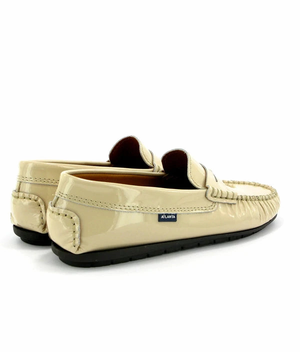 Atlanta Mocassin Beige Patent Leather Penny Loafer
