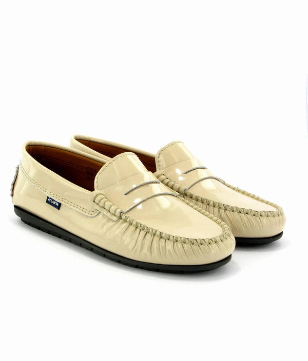 Atlanta Mocassin Beige Patent Leather Penny Loafer
