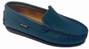 Atlanta Mocassin Blue Petrol Little Grain Leather Loafer