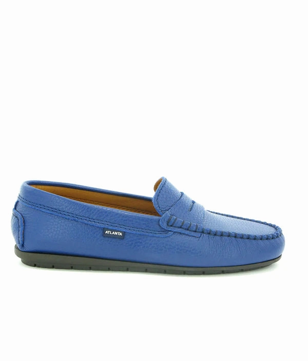 Atlanta Mocassin Blue Submarine Grainy Leather Moccasin Penny Loafer