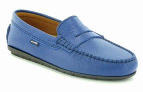 Atlanta Mocassin Blue Submarine Grainy Leather Moccasin Penny Loafer