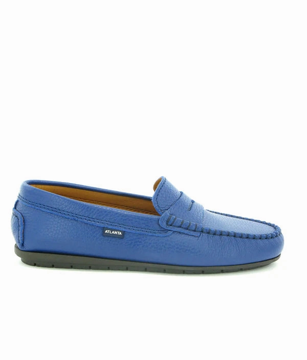 Atlanta Mocassin Blue Submarine Grainy Leather Moccasin Penny Loafer