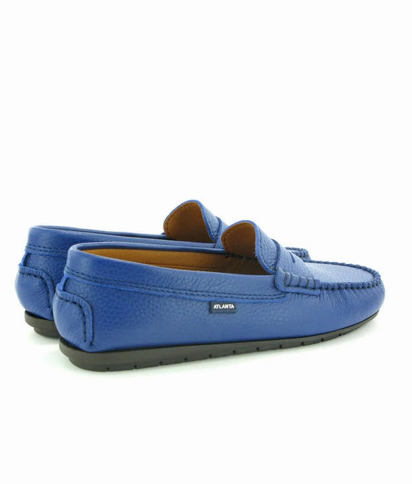 Atlanta Mocassin Blue Submarine Grainy Leather Moccasin Penny Loafer