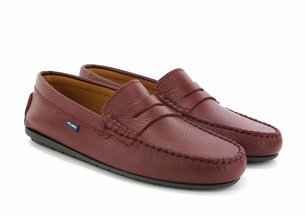 Atlanta Mocassin Burgundy Leather Grainy Penny Loafer