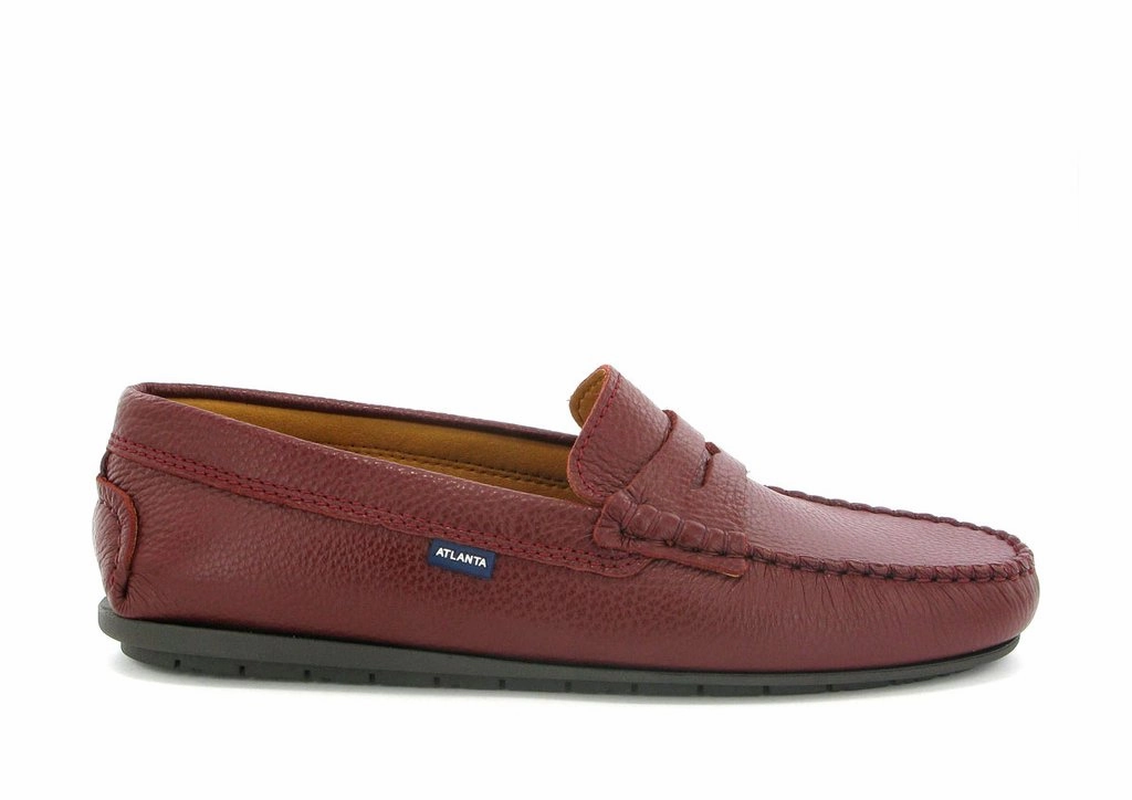 Atlanta Mocassin Burgundy Leather Grainy Penny Loafer