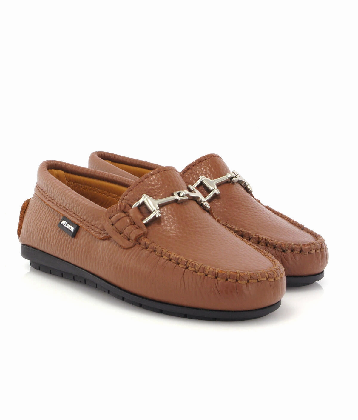 Atlanta Mocassin Cuoio Grainy Buckle Loafer