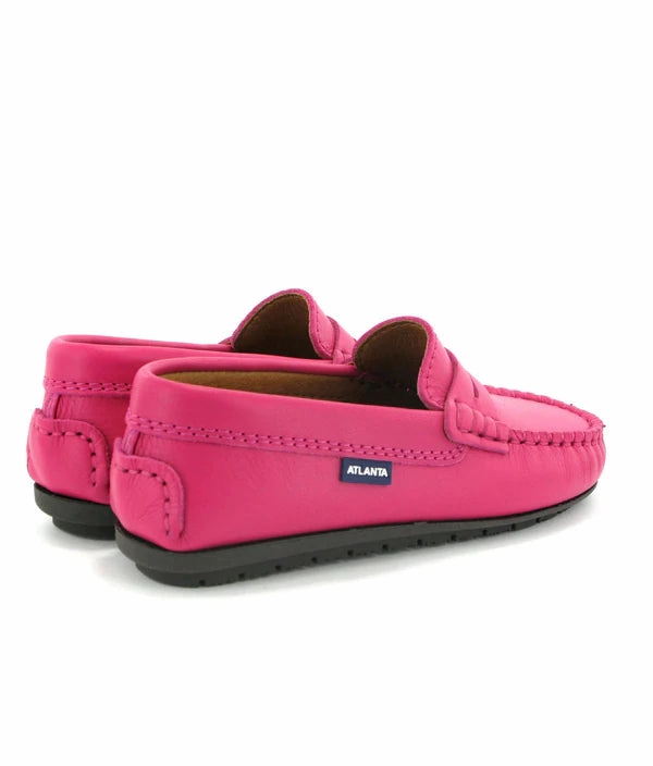 Atlanta Mocassin Fuschia Smooth Leather Moccasin Penny Loafer