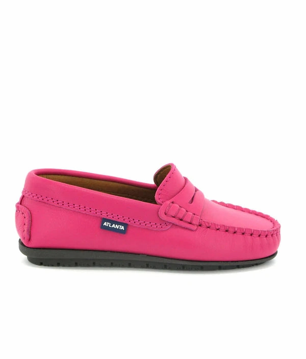 Atlanta Mocassin Fuschia Smooth Leather Moccasin Penny Loafer