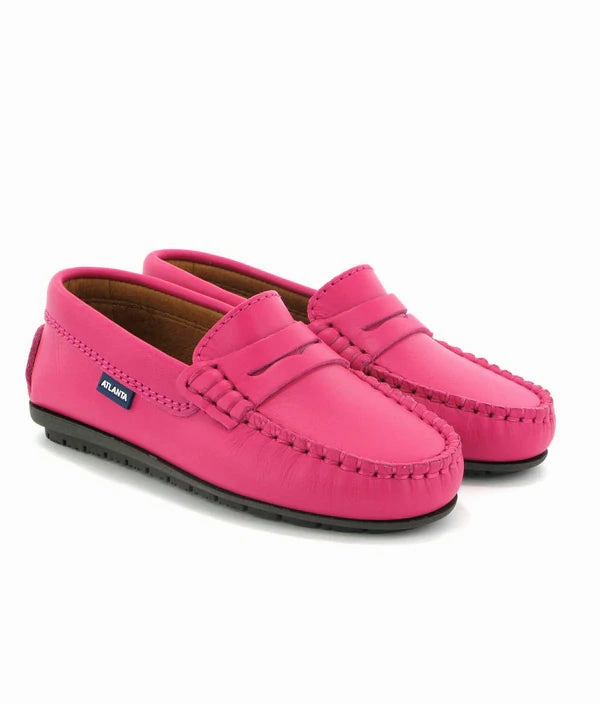 Atlanta Mocassin Fuschia Smooth Leather Moccasin Penny Loafer