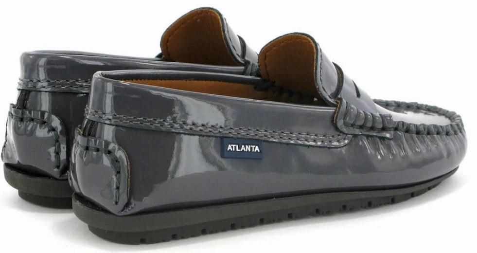 Atlanta Mocassin Grey Patent Leather Penny Loafer