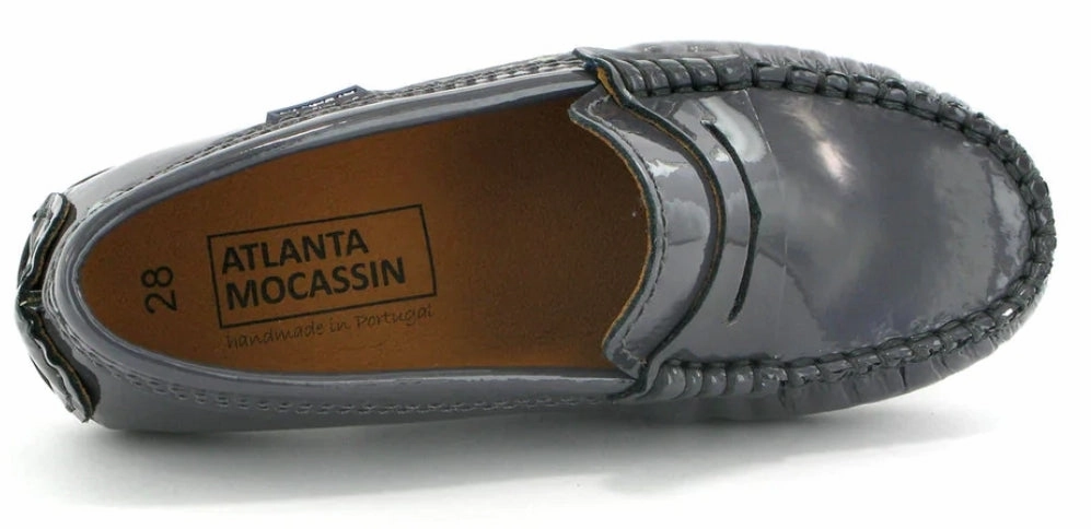 Atlanta Mocassin Grey Patent Leather Penny Loafer