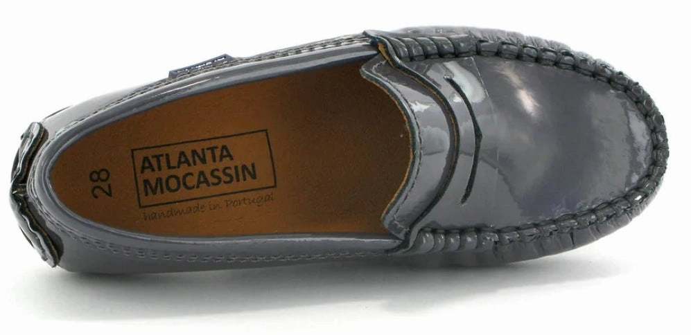 Atlanta Mocassin Grey Patent Leather Penny Loafer