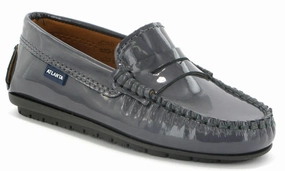 Atlanta Mocassin Grey Patent Leather Penny Loafer