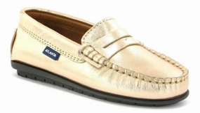 Atlanta Mocassin Metallic Rose Gold Leather Moccasin Penny Loafer