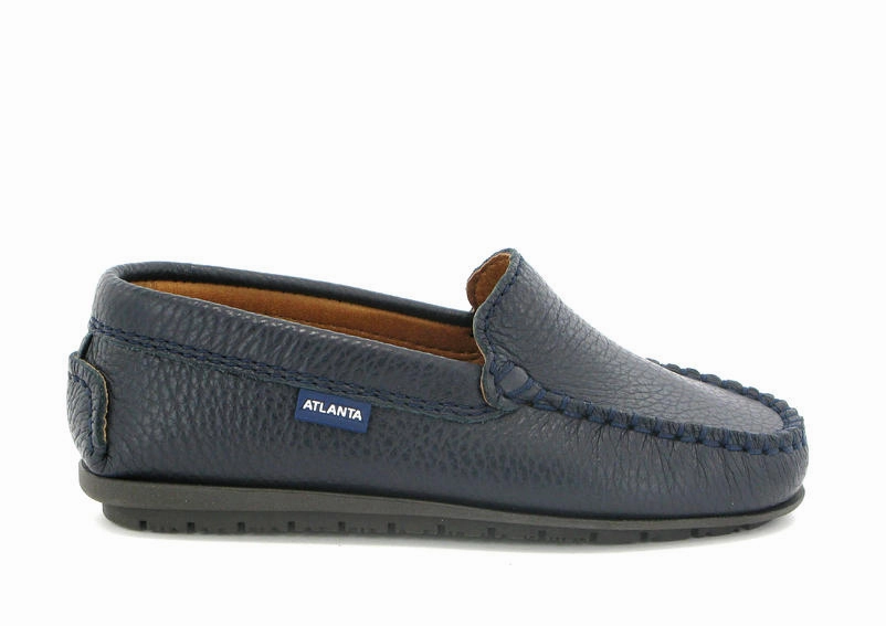 Atlanta Mocassin Navy Blue Grainy Leather Loafer