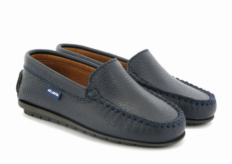 Atlanta Mocassin Navy Blue Grainy Leather Loafer