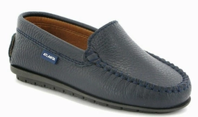 Atlanta Mocassin Navy Blue Grainy Leather Loafer