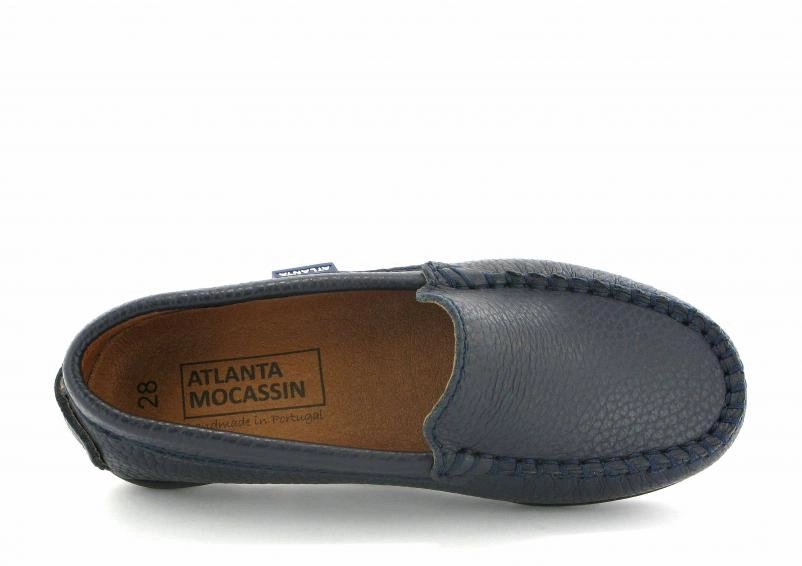 Atlanta Mocassin Navy Blue Grainy Leather Loafer