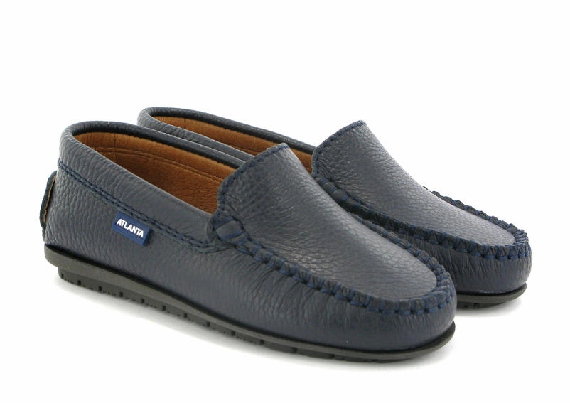 Atlanta Mocassin Navy Blue Grainy Leather Loafer