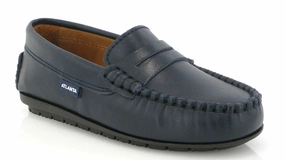 Atlanta Mocassin Navy Blue Smooth Leather Penny Loafer