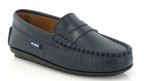 Atlanta Mocassin Navy Blue Smooth Leather Penny Loafer