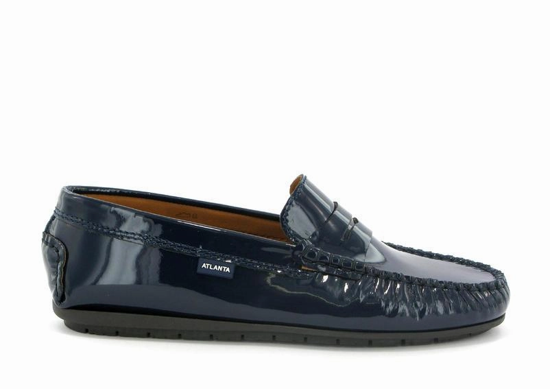 Atlanta Mocassin Navy Dark Patent Leather Penny Loafer