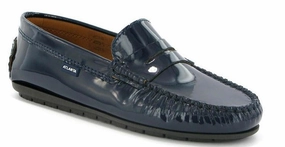 Atlanta Mocassin Navy Dark Patent Leather Penny Loafer