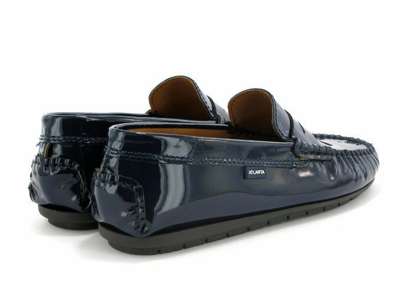 Atlanta Mocassin Navy Dark Patent Leather Penny Loafer