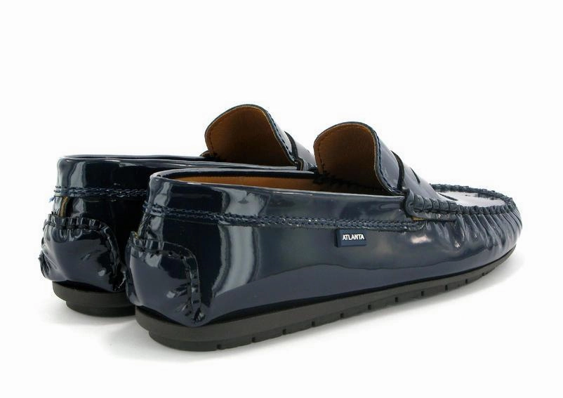 Atlanta Mocassin Navy Dark Patent Leather Penny Loafer